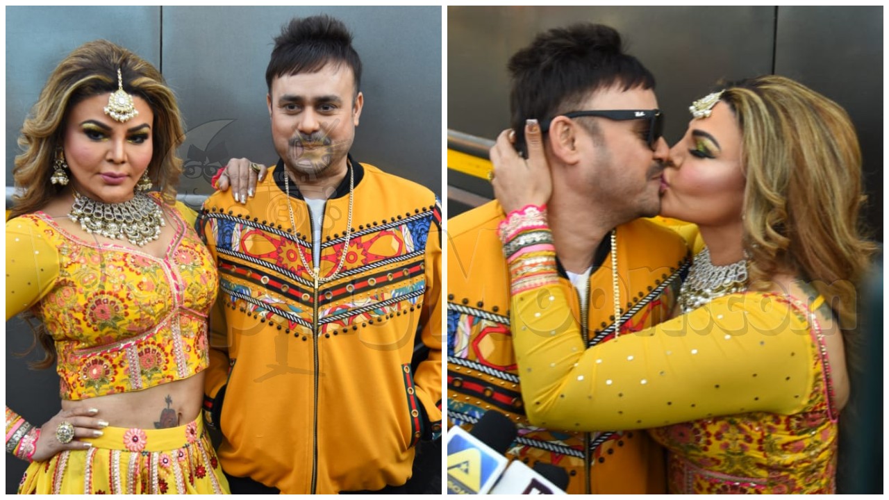 Rakhi Sawant and husband Ritesh kiss each other on the lips as they get ...